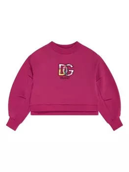 Dolce & Gabbana Kids толстовка с аппликацией DG, розовый