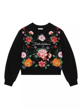 Dolce & Gabbana Kids толстовка с цветочной аппликацией, черный