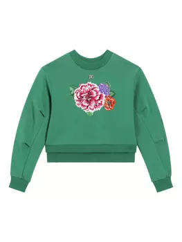 Dolce & Gabbana Kids толстовка с цветочным принтом, зеленый