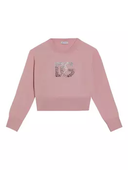 Dolce & Gabbana Kids толстовка с логотипом и заклепками, розовый