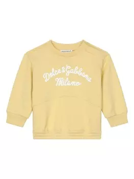 Dolce & Gabbana Kids топ из джерси с логотипом, желтый
