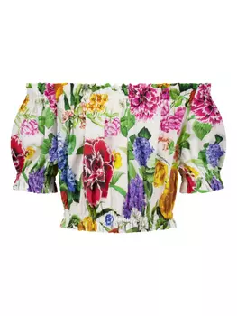 Dolce & Gabbana Kids топ с цветочным принтом, белый