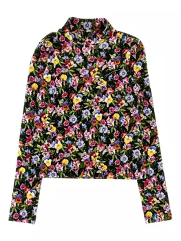 Dolce & Gabbana Kids топ с цветочным принтом, черный