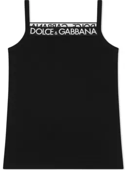 Dolce & Gabbana Kids топ с логотипом, черный