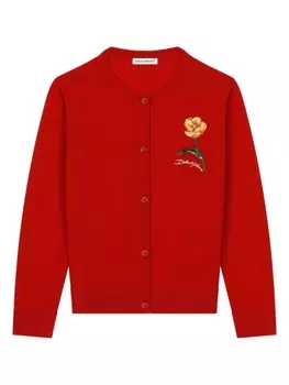 Dolce & Gabbana Kids трикотажный кардиган с логотипом, красный
