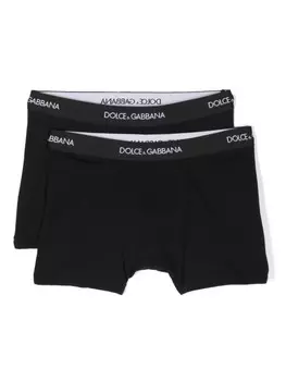 Dolce & Gabbana Kids трусы-боксеры с логотипом на поясе (упаковка из двух шт.), черный