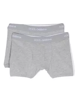 Dolce & Gabbana Kids трусы-боксеры с логотипом на поясе (комплект из двух штук), серый