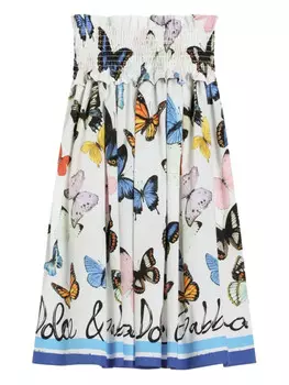Dolce & Gabbana Kids юбка миди с графичным принтом, белый