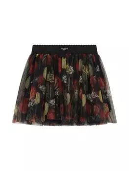 Dolce & Gabbana Kids юбка с цветочным принтом, черный