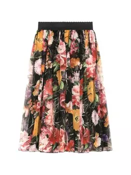 Dolce & Gabbana Kids юбка с цветочным принтом, черный