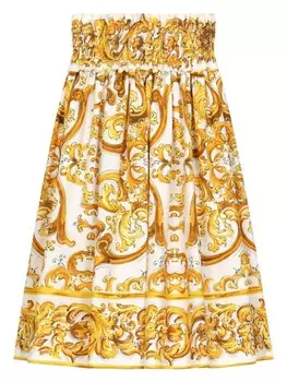 Dolce & Gabbana Kids юбка с принтом Majolica, желтый