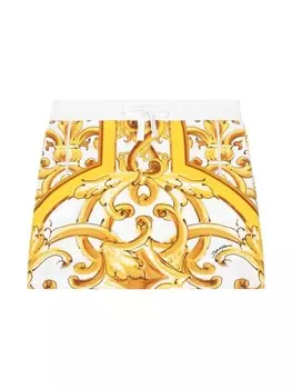 Dolce & Gabbana Kids юбка с принтом Majolica, желтый
