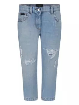 Dolce & Gabbana Kids вышитые джинсы, синий