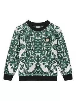 Dolce & Gabbana Kids жаккардовая толстовка, зеленый