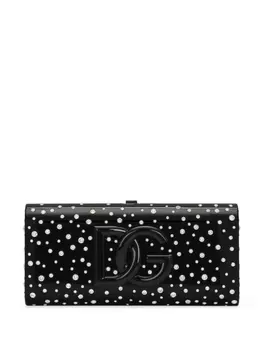 Dolce & Gabbana клатч с логотипом DG и кристаллами, черный