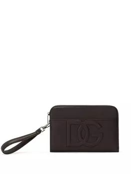 Dolce & Gabbana клатч среднего размера с тисненым логотипом, коричневый