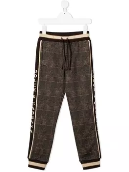 Dolce & Gabbana клетчатые спортивные брюки с логотипом, коричневый