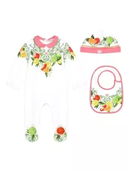 Dolce & Gabbana комплект из боди и шапки с нагрудником, белый