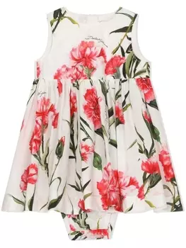 Dolce & Gabbana комплект из платья и блумеров с цветочным принтом, нейтральный цвет