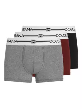 Dolce & Gabbana комплект из трех боксеров с логотипом, серый