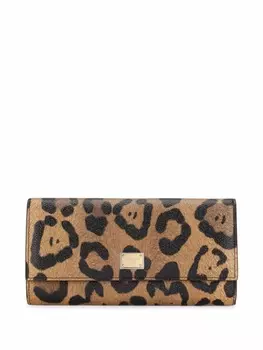 Dolce & Gabbana кошелек Crespo с леопардовым принтом, коричневый