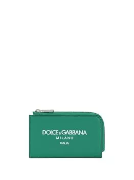 Dolce & Gabbana кошелек с круговой молнией и логотипом, зеленый