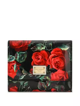 Dolce & Gabbana кошелек с принтом Dauphine Rose, черный