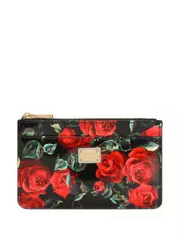 Dolce & Gabbana кошелек с принтом Dauphine Rose, черный