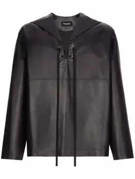 Dolce & Gabbana кожаная рубашка с длинными рукавами, синий