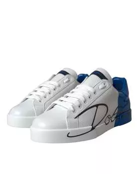 Dolce & Gabbana Кожаные низкие кеды с логотипом Мужская обувь, цвет Blue And White