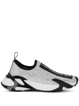 Dolce & Gabbana кроссовки Fast со стразами, серебристый