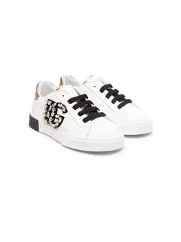 Dolce & Gabbana кроссовки с логотипом из кристаллов, белый