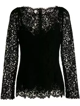 Dolce & Gabbana кружевная блузка с длинными рукавами, черный