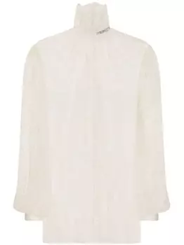 Dolce & Gabbana кружевная блузка с высоким воротником, белый