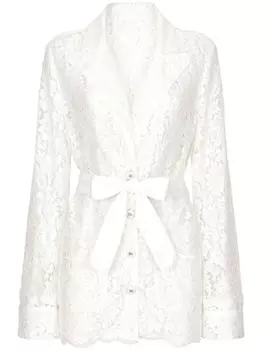 Dolce & Gabbana кружевная рубашка с поясом, белый