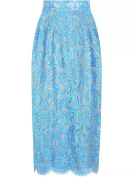 Dolce & Gabbana кружевная юбка-карандаш с завышенной талией, синий