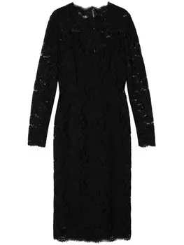 Dolce & Gabbana кружевное платье миди, черный
