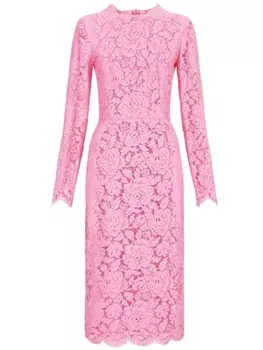 Dolce & Gabbana кружевное платье миди, розовый