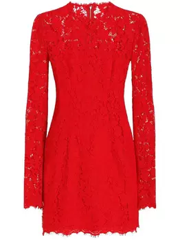 Dolce & Gabbana кружевное платье мини, красный