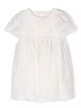 Dolce & Gabbana кружевное платье с нашивкой-логотипом, белый