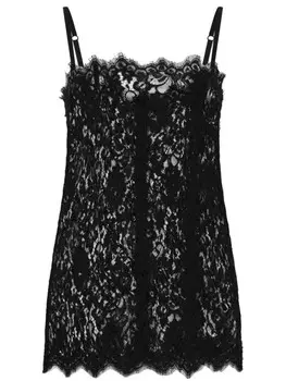 Dolce & Gabbana кружевной топ на бретелях с квадратным вырезом, черный
