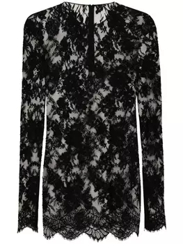 Dolce & Gabbana кружевной топ с круглым вырезом, черный