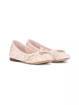 Dolce & Gabbana кружевные балетки с логотипом, розовый