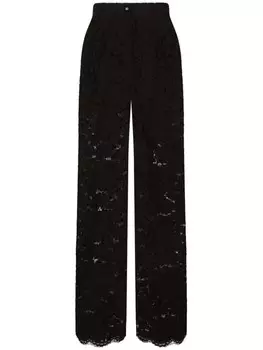 Dolce & Gabbana кружевные брюки с цветочным узором, черный