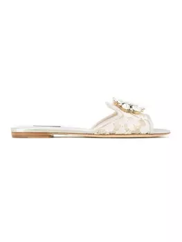 Dolce & Gabbana кружевные сандалии Bianca с кристаллами, металлик