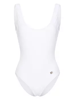 Dolce & Gabbana купальник Racer-Style с логотипом, белый