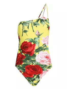 Dolce & Gabbana купальник с цветочным принтом, желтый