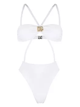 Dolce & Gabbana купальник с логотипом, белый