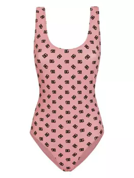 Dolce & Gabbana купальник с логотипом, розовый