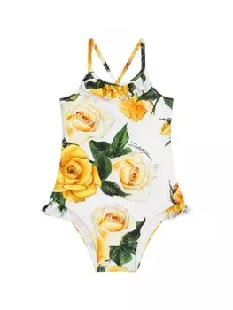 Dolce & Gabbana купальник с принтом, белый